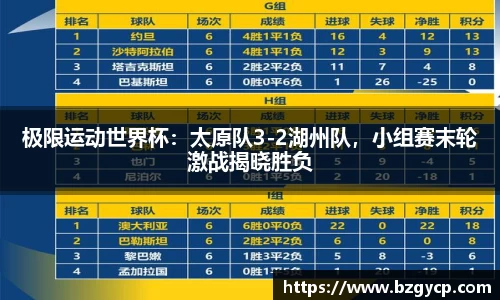 极限运动世界杯：太原队3-2湖州队，小组赛末轮激战揭晓胜负